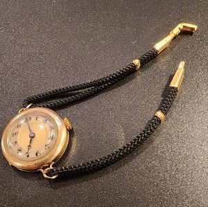 Solid 10K GOLD AWC Co Folding Case Trench Watch Inscribed  Working Swiss